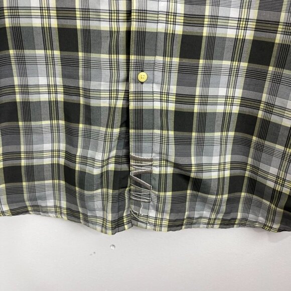 Prana Yellow & Brown Plaid Short Sleeve Shirt with Embroidery Design - Picture 2 of 11